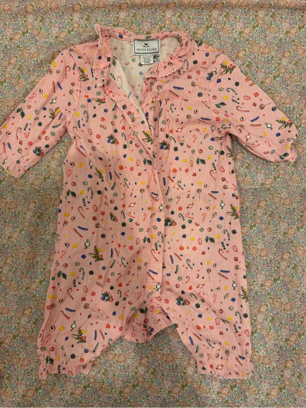 Petite Plume Pink Candy Print Baby One-Piece Bodysuit